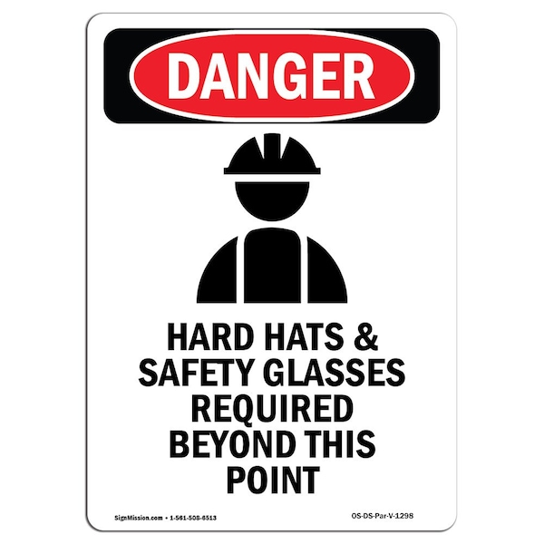 OSHA, Hard Hats & Safety, 24in X 18in Rigid Plastic, 18" W, 24" H, Portrait, OS-DS-P-1824-V-1298